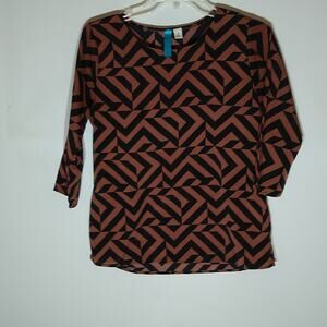 Brown and black design blouse. Size Small. Career wear